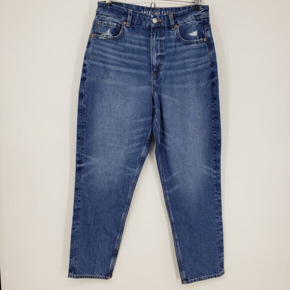 American Eagle Outfitters Curvy Mom Jeans 12 Womens High Rise Medium Wash Blue - Picture 1 of 11